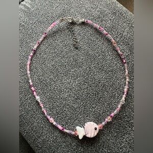 Elegant Pink Fish Pendant Necklace